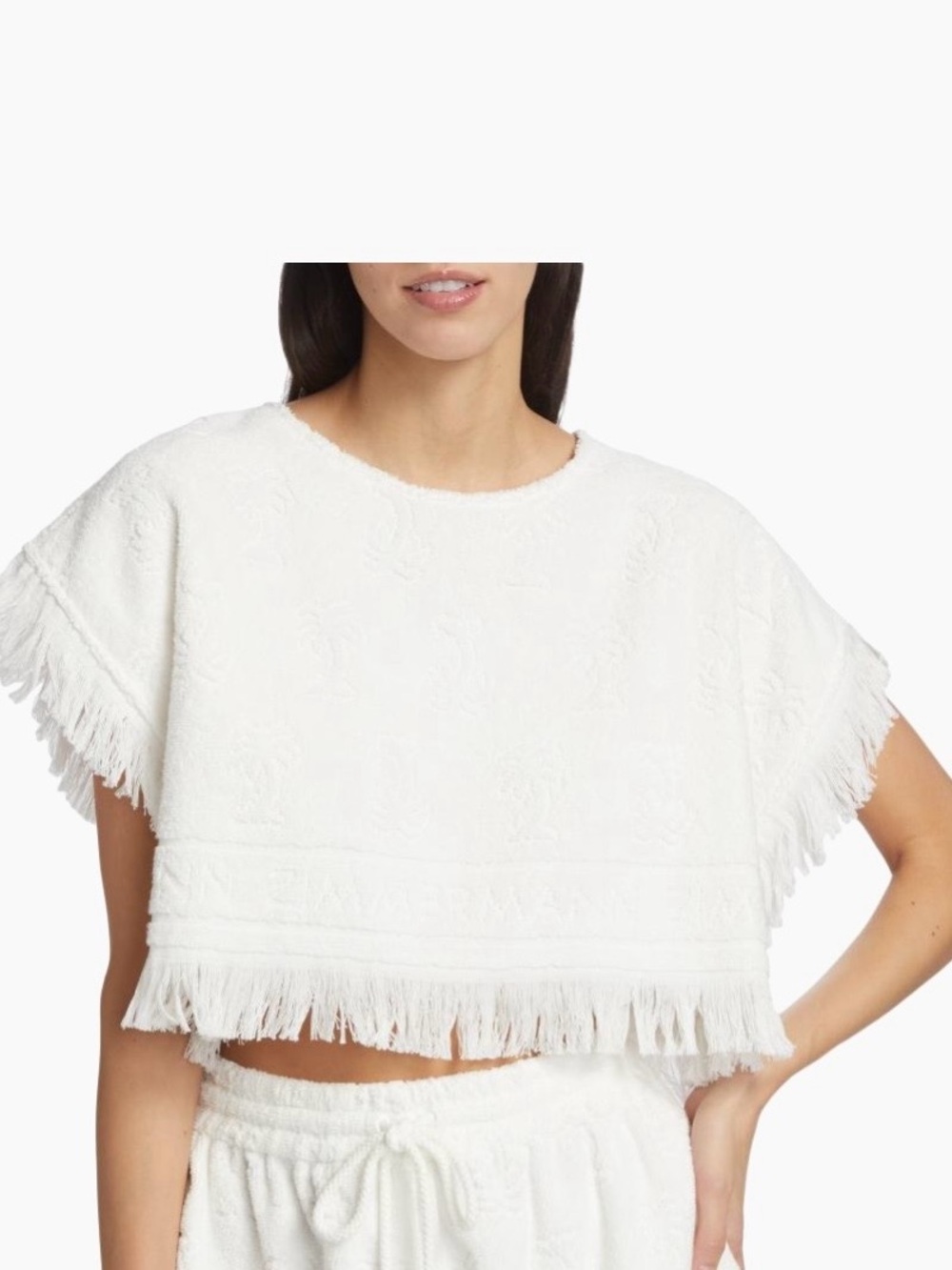 Zimmermann White Logo Jacquard Crop Top - Picture 2 of 6